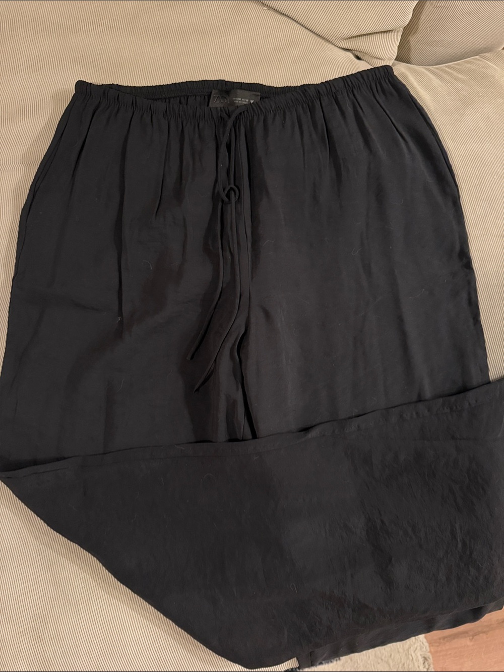 Zara Black Elastic Waist Drawstring Joggers